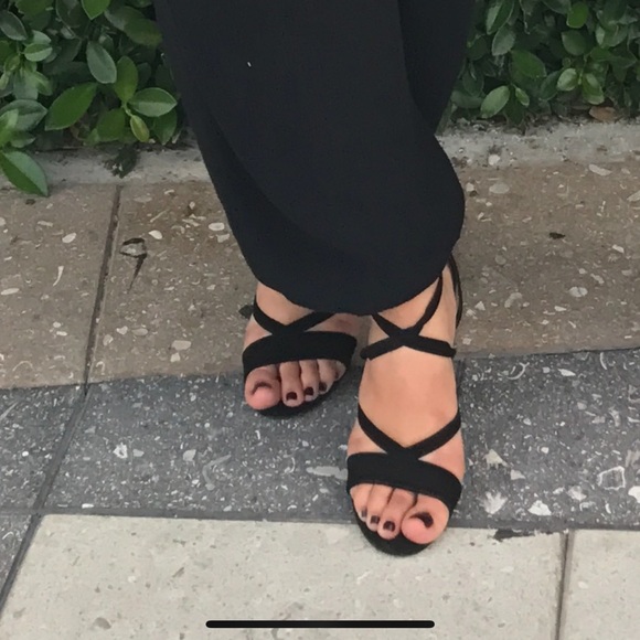 Black Strappy Sandal Heels - Picture 8 of 8